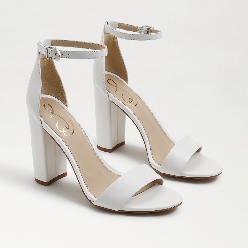 Sam Edelman Yaro Sandal White Block Heel Excellent Condition Original Packaging